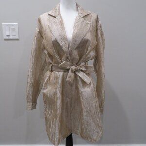 Kishori Shimmery Sheer Pearl Crinkle Rayon Belted Jacket